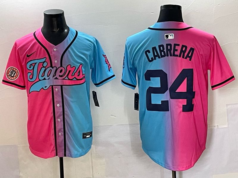 Men 2025 Detroit Tigers #24 Cabrera Blue pink Game Nike MLB Jersey style 06->cleveland indians->MLB Jersey